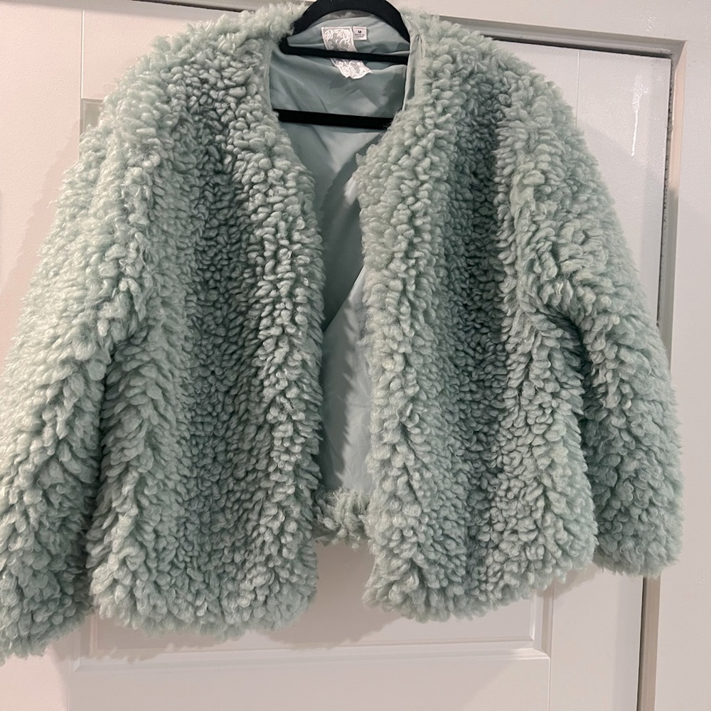Mint faux Sherpa Coat